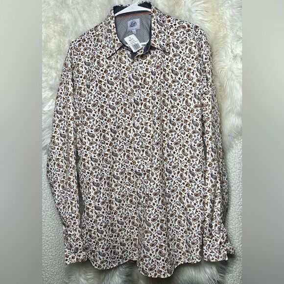 Kilburne & Finch Long Sleeve Button Up Shirt Mens Size XXL White/Rush New NWT - Picture 1 of 4